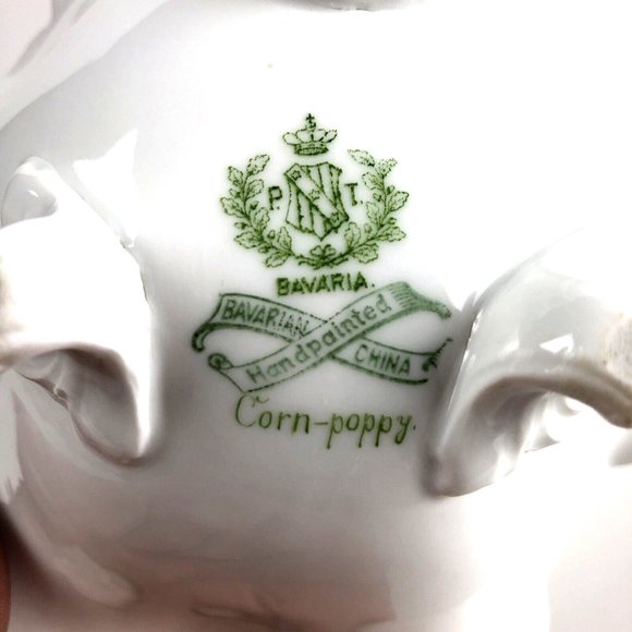 PT Bavaria Antique Trischenreuth Hand Painted Corn Poppy Bowl Scalloped 2.5  x 6 - Picture 6 of 9